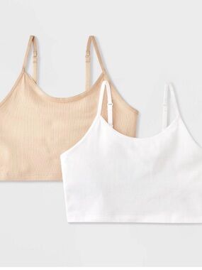 Girls’ 2pk Cotton Shelf Bra Cami by Cat & Jack White Beige size M